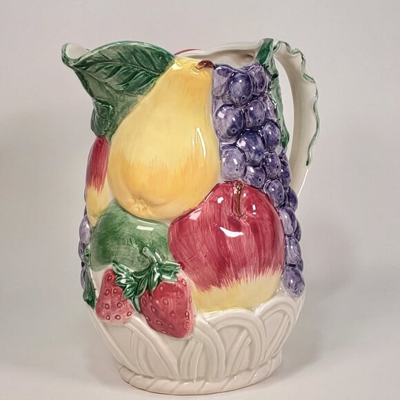 Vintage Ogatari Fruit Embossed Pitcher – Large 8" Version – Made in Japan - Picture 4 of 11